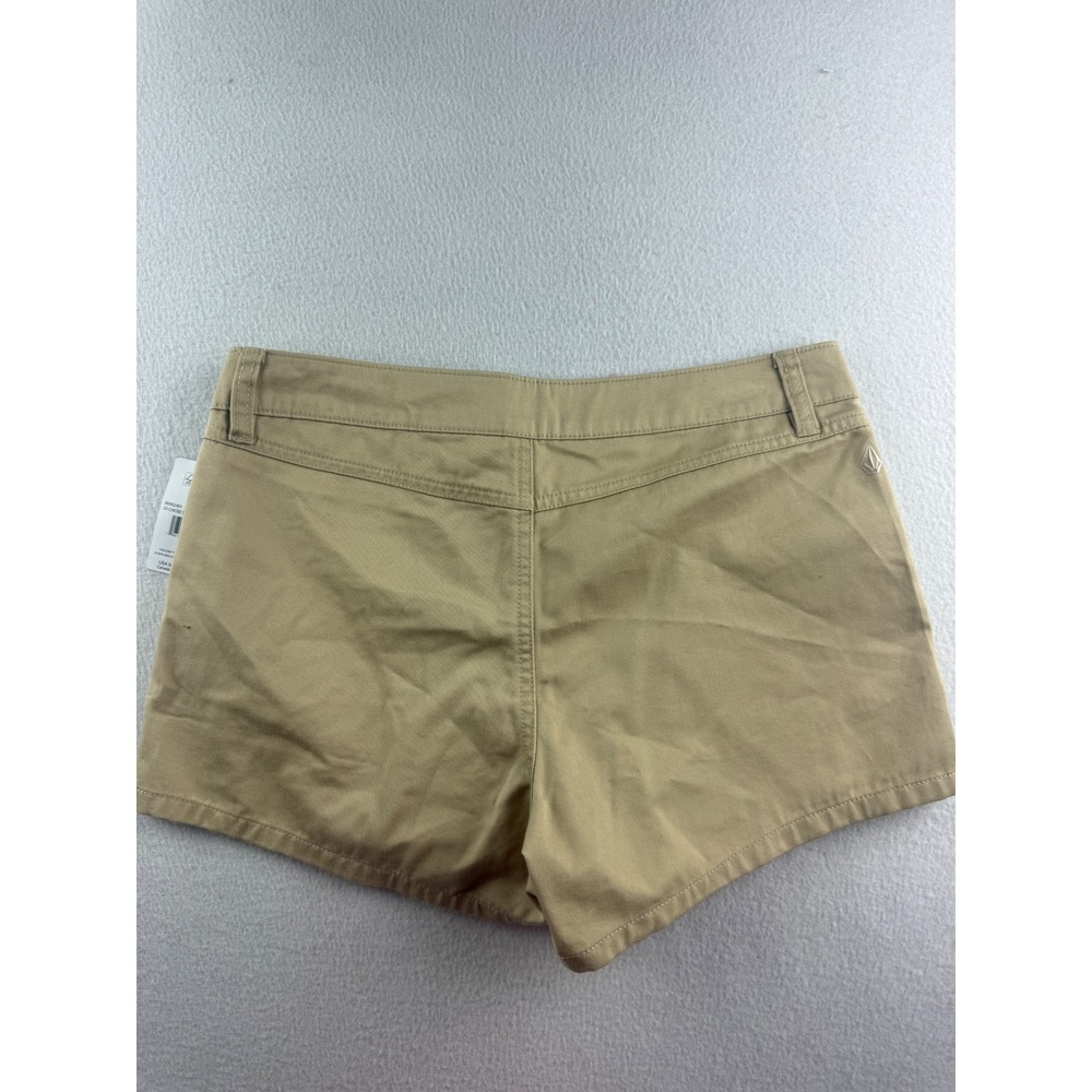 Volcom So Chickie Short Khaki Tan Chino Twill Skater Shorts Women Size 27 NEW - Picture 6 of 8